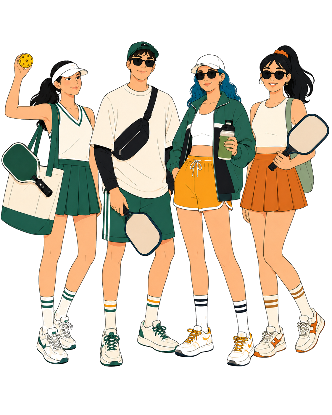 ピックルボール仲間のイラスト